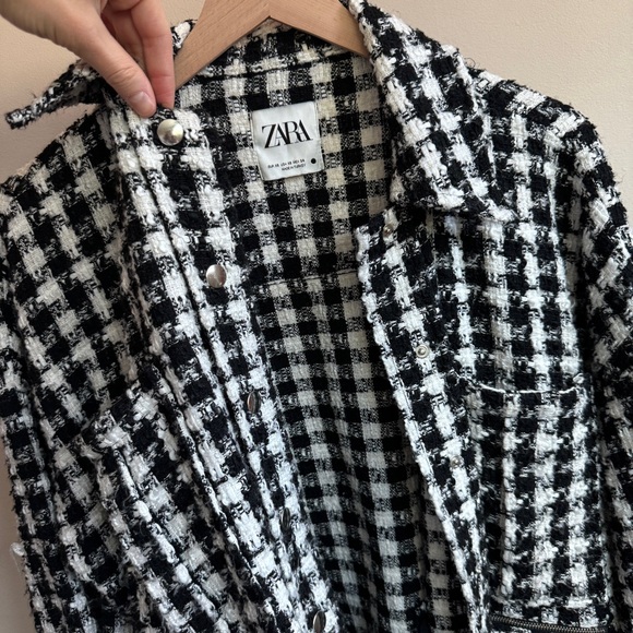 🎄Zara Houndstooth Tweed Jacket - Picture 2 of 6